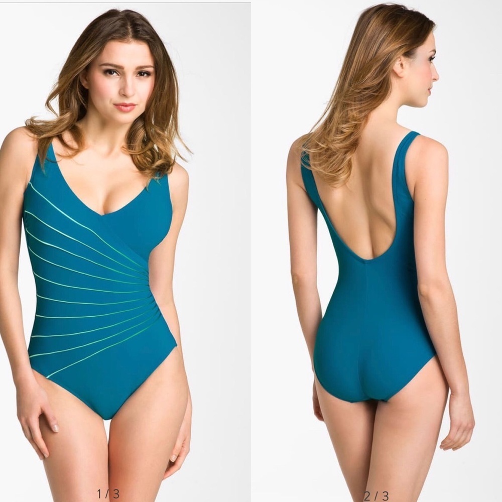 NWT $118 Gottex Ray of Light Teal Swimsuit